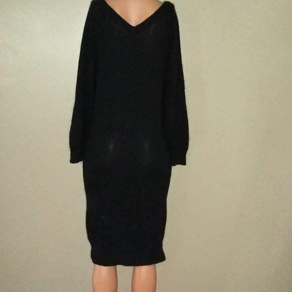 Silk and Angora Sweater Dress Black Medium - Picture 2 of 6